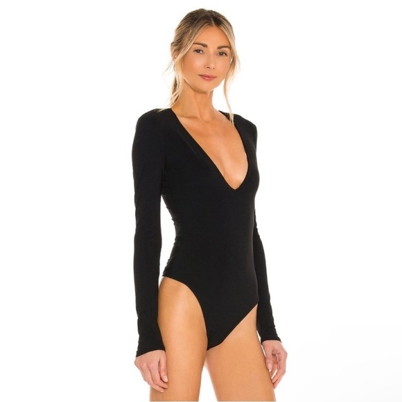 ALIX NYC Black Deep Vneck Longsleeve Irving Bodysuit Size Large - Picture 7 of 7